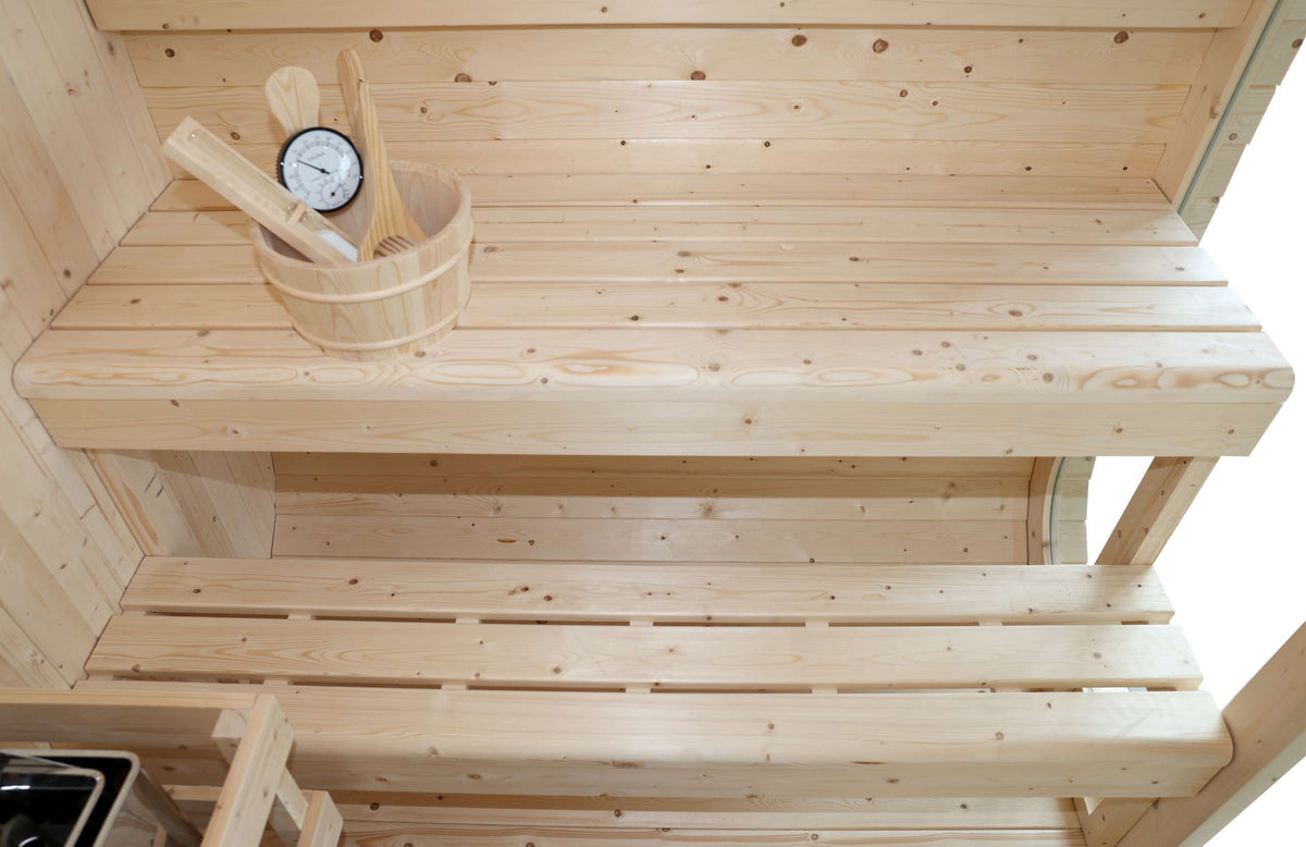 Sauna panoramica da esterno a cubo per giardino per 4-6 persone