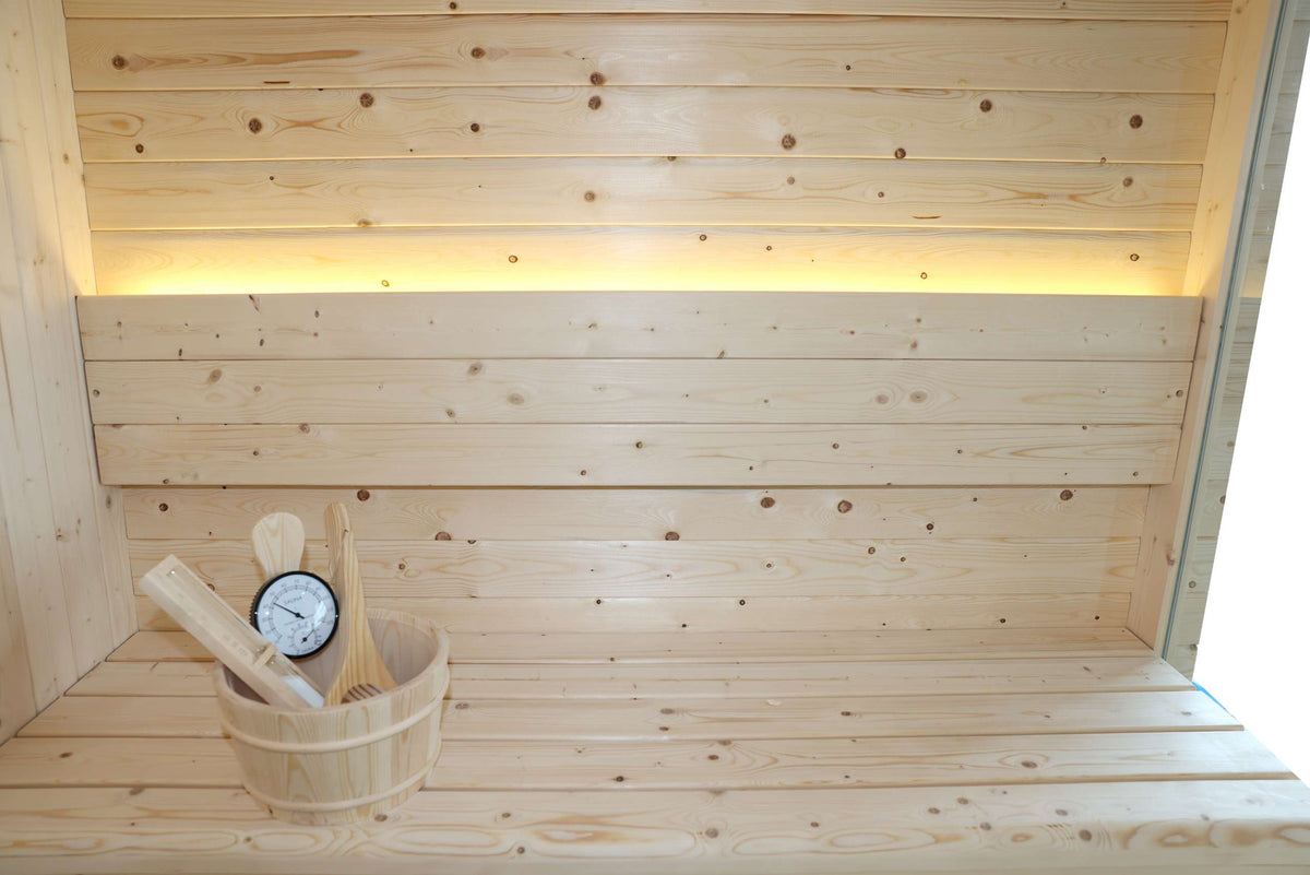 Sauna panoramica da esterno a cubo per giardino per 4-6 persone