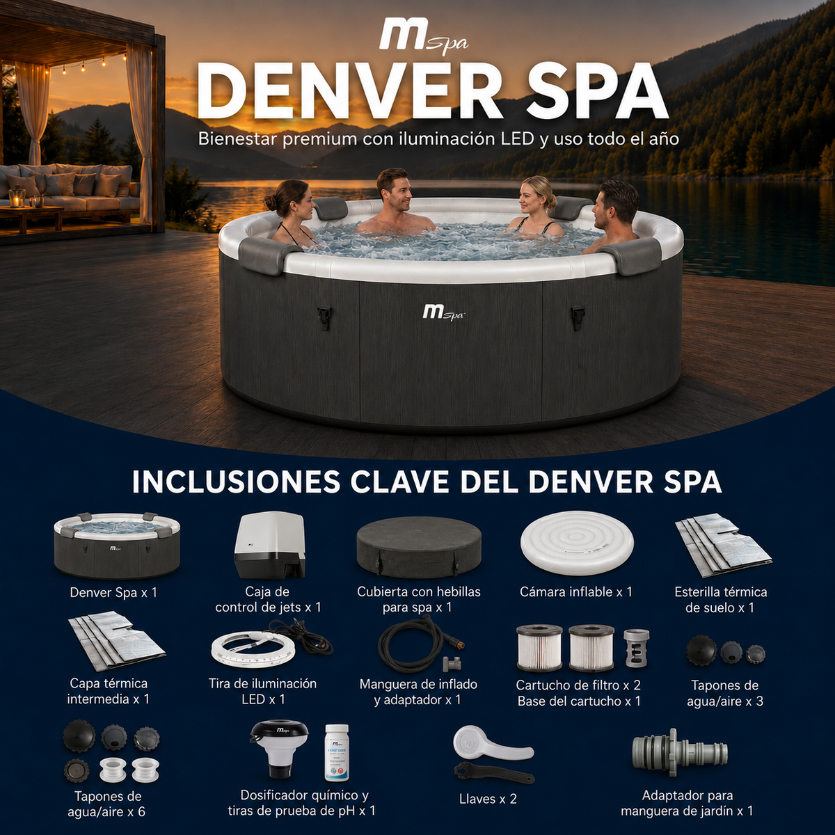Mspa - Spa rígido circular Denver 4–6 personas