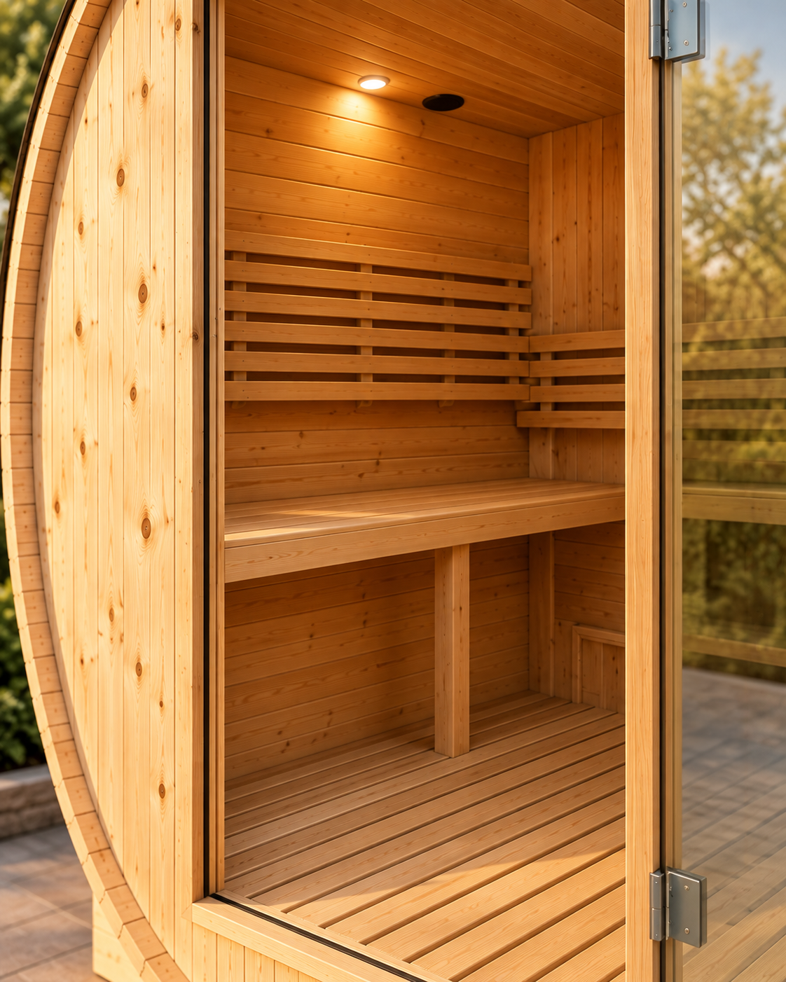 Sauna tonneau extérieur de jardin 3-4 places - détail