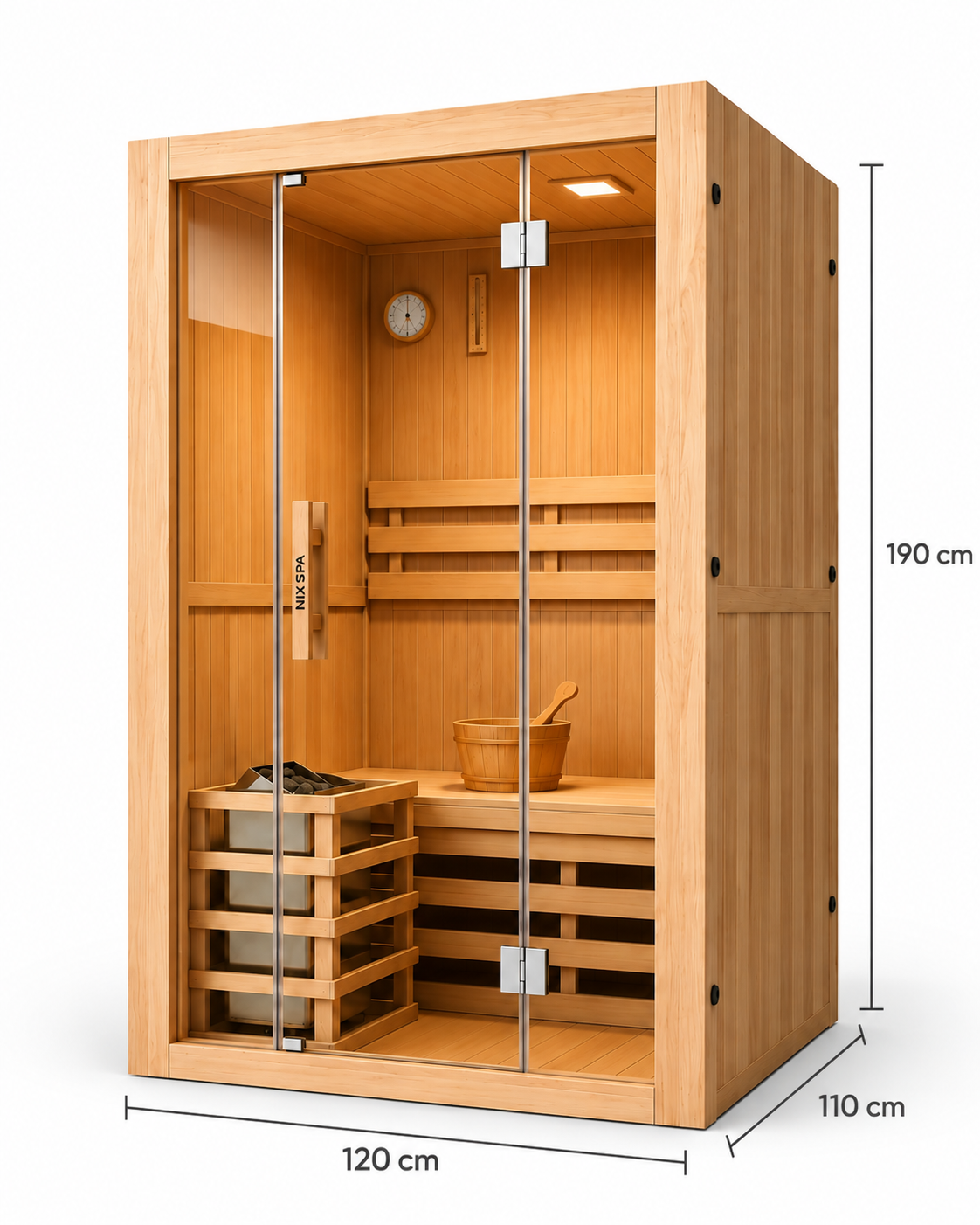 Sauna finlandesa para casa 2 pessoas - medidas
