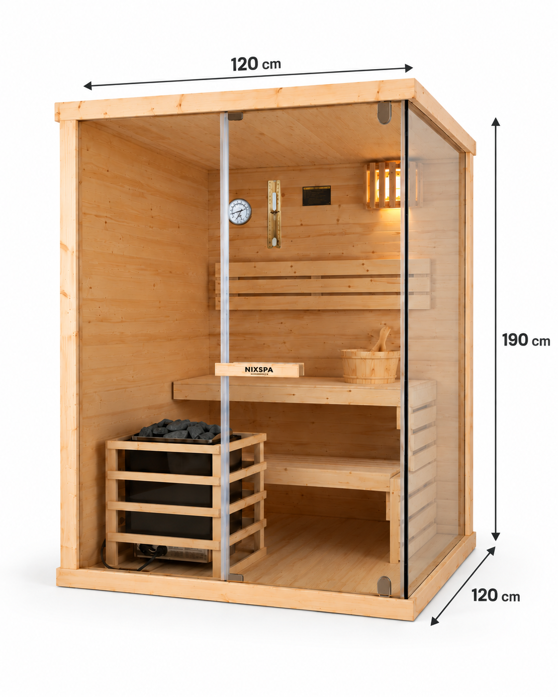 Sauna finlandais pour la maison 2 places - dimensions