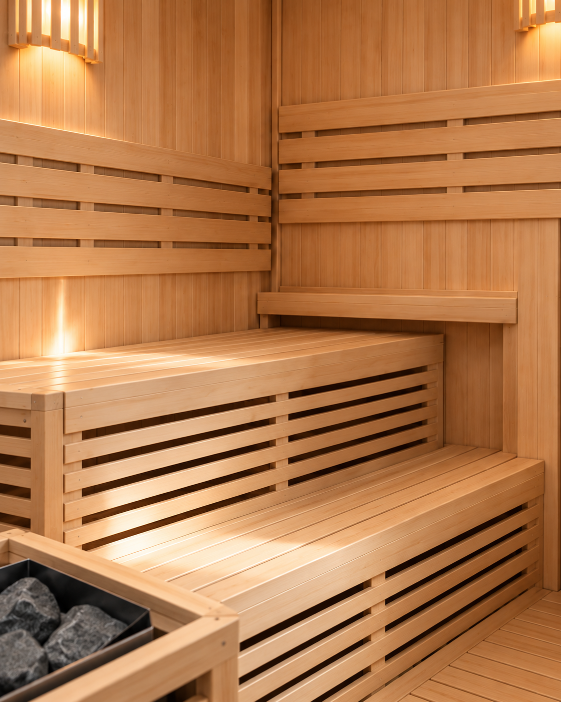 Sauna finlandais d'angle pour la maison 4-5 places - détail