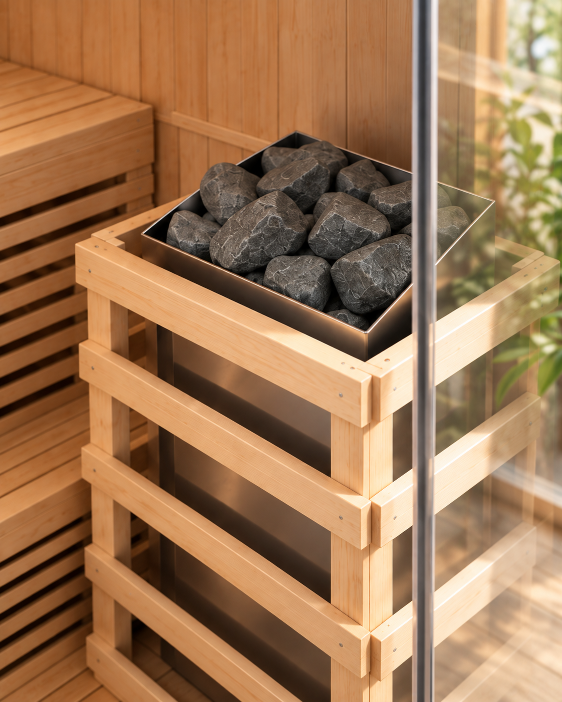 Sauna finlandais d'angle pour la maison 4-5 places - détail