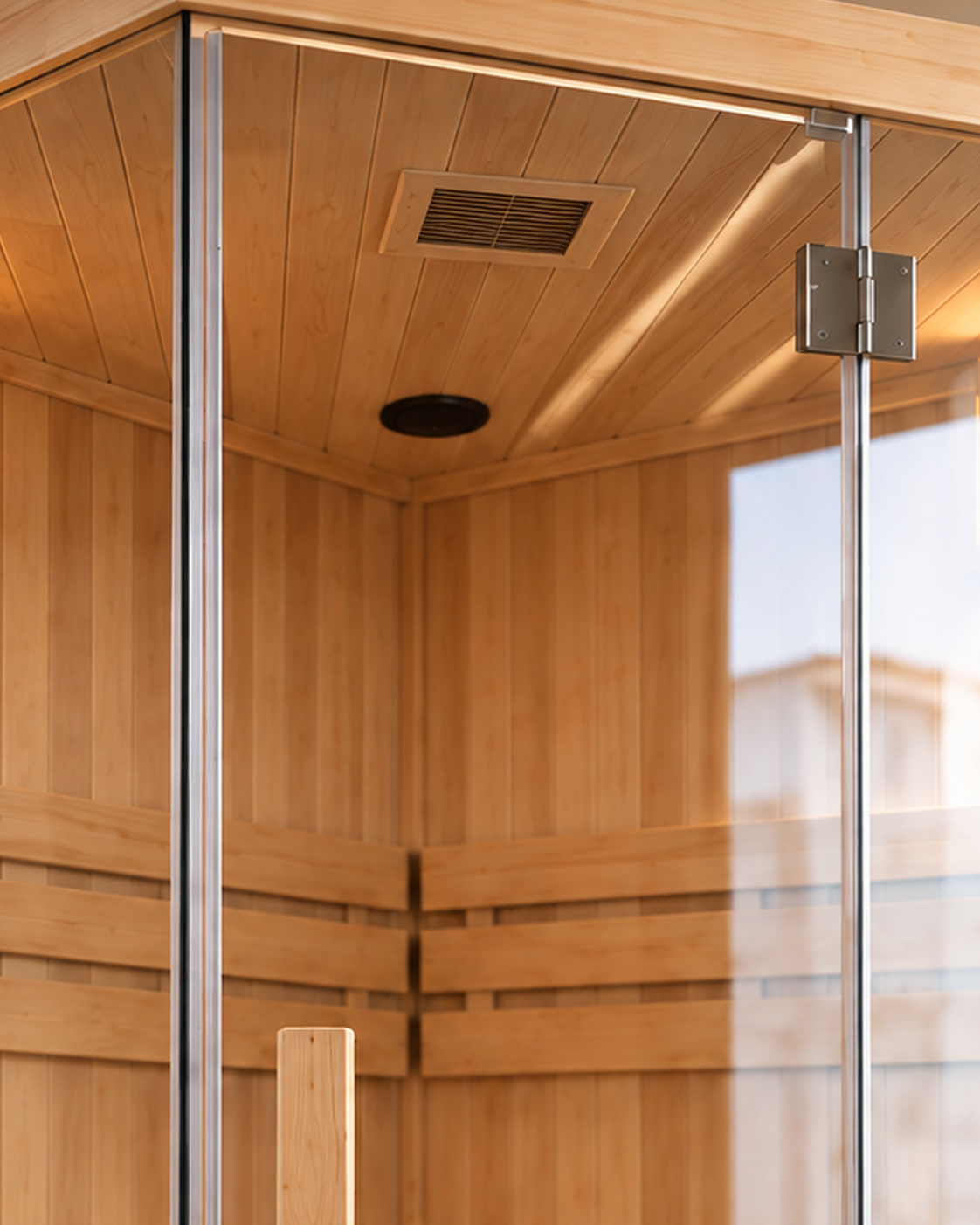 Sauna finlandais d'angle pour la maison 4-5 places - détail