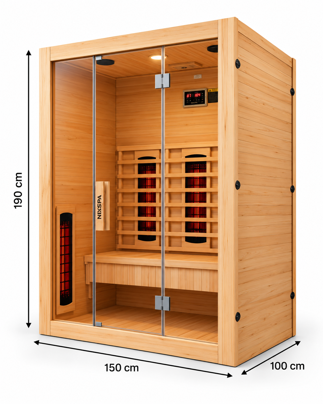 Sauna infrarouge pour la maison 3 places - dimensions