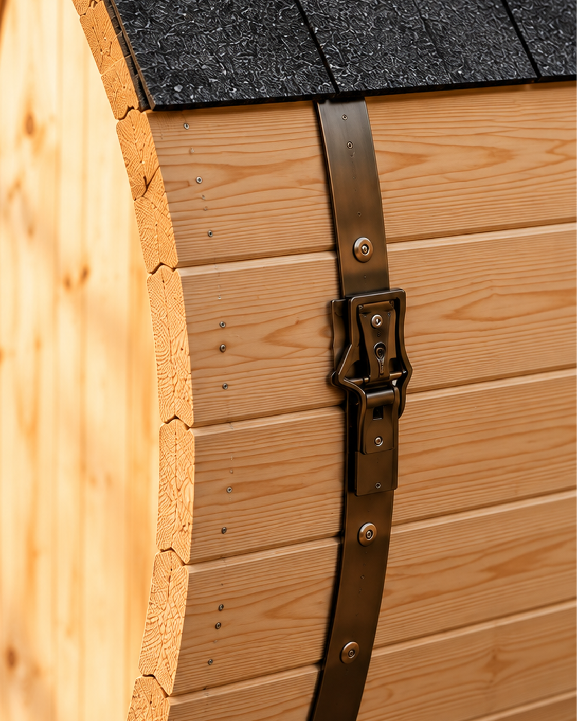Sauna barril exterior de jardim para 5-6 pessoas - detalhe