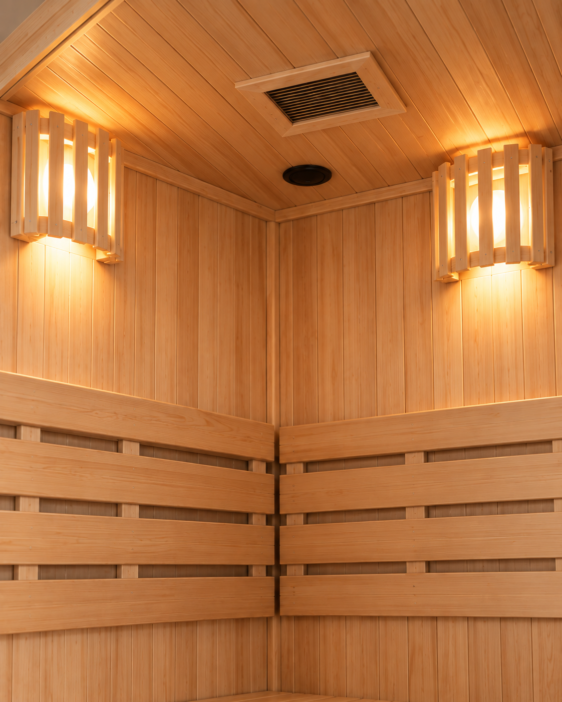 Sauna finlandais d'angle pour la maison 4-5 places - détail