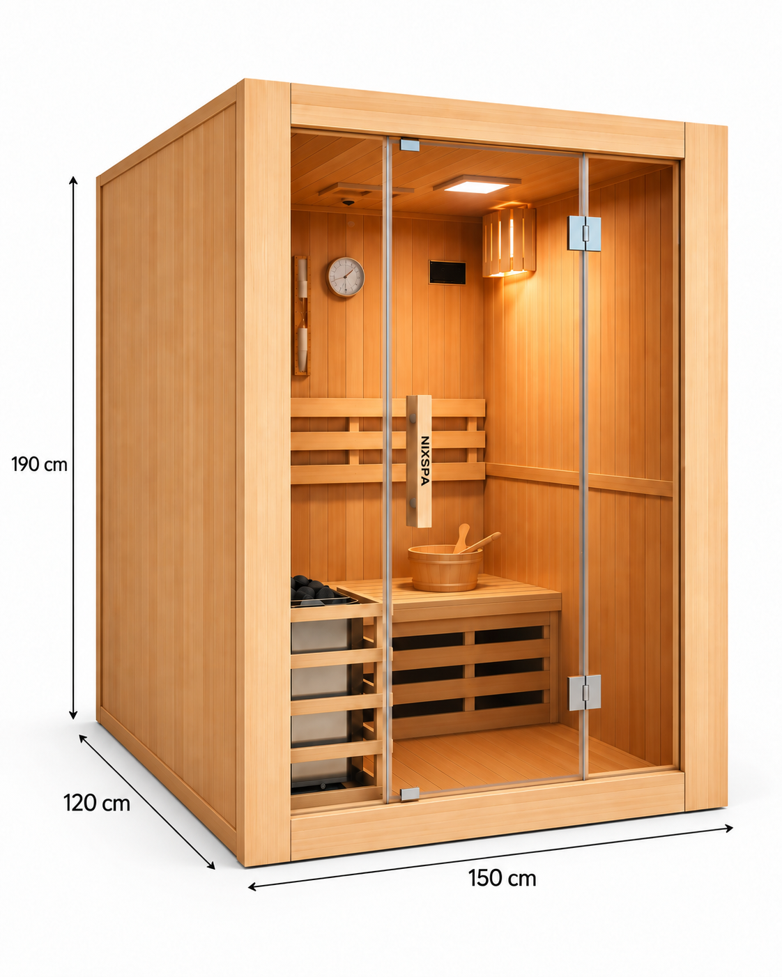 Sauna finlandesa para casa 3 pessoas - medidas