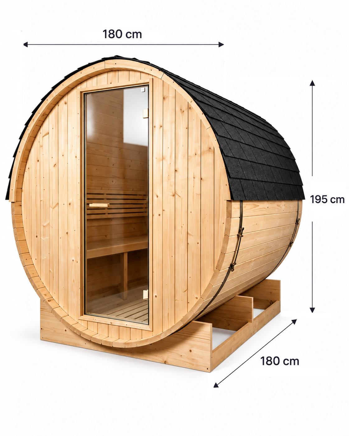 Sauna barril exterior de jardim para 5-6 pessoas - medidas