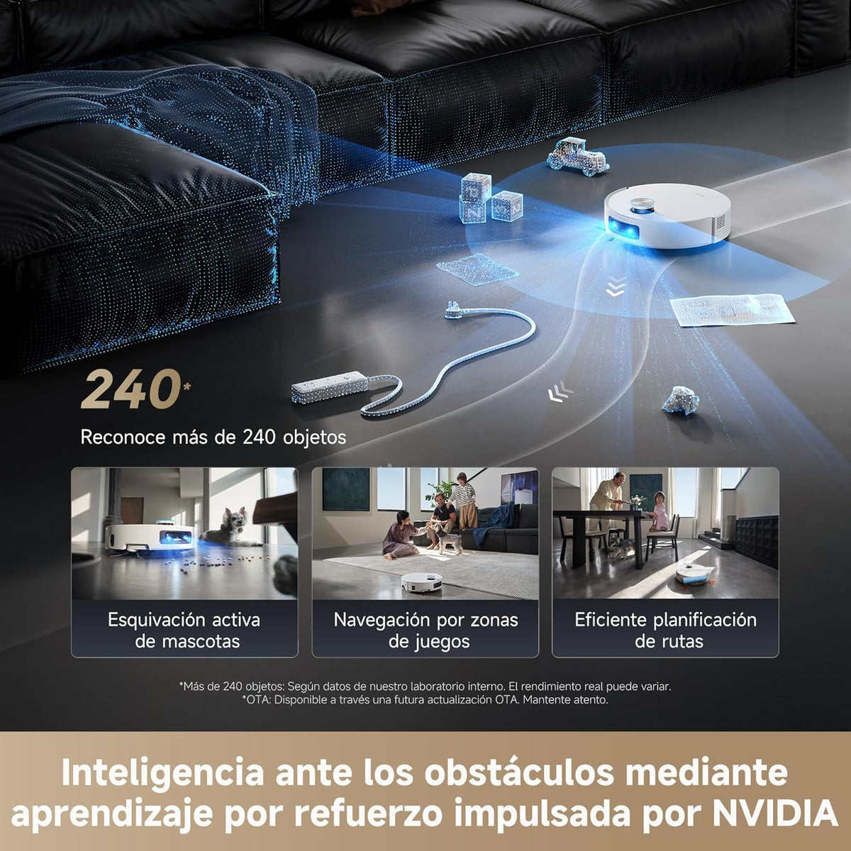 Dreame – Aqua10 Ultra Roller Complete Robot aspirador y fregasuelos blanco con base automática para hogar - BricoandPool