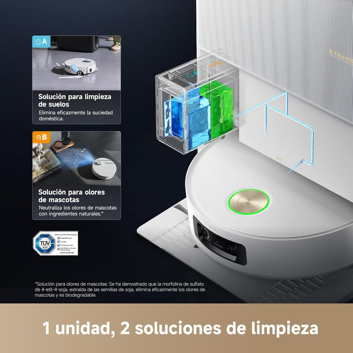 Dreame – Aqua10 Ultra Roller Complete Robot aspirador y fregasuelos blanco con base automática para hogar - BricoandPool