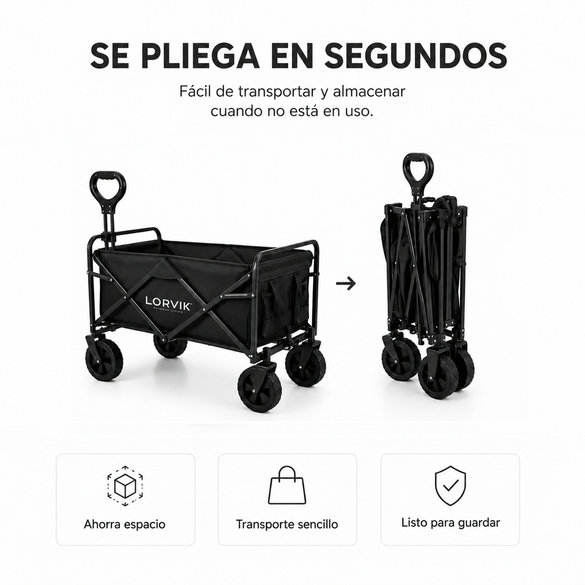 Carrello pieghevole XXL fuoristrada 150 kg 91×51×64 cm Oxford 600D 100L spiaggia giardino campeggio