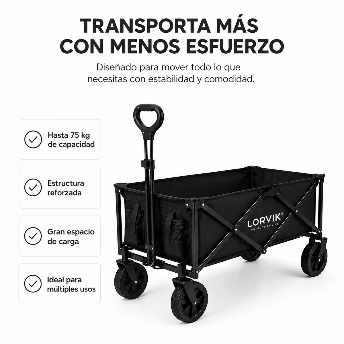 Carrello Pieghevole Fuoristrada con Capacità 75 Kg