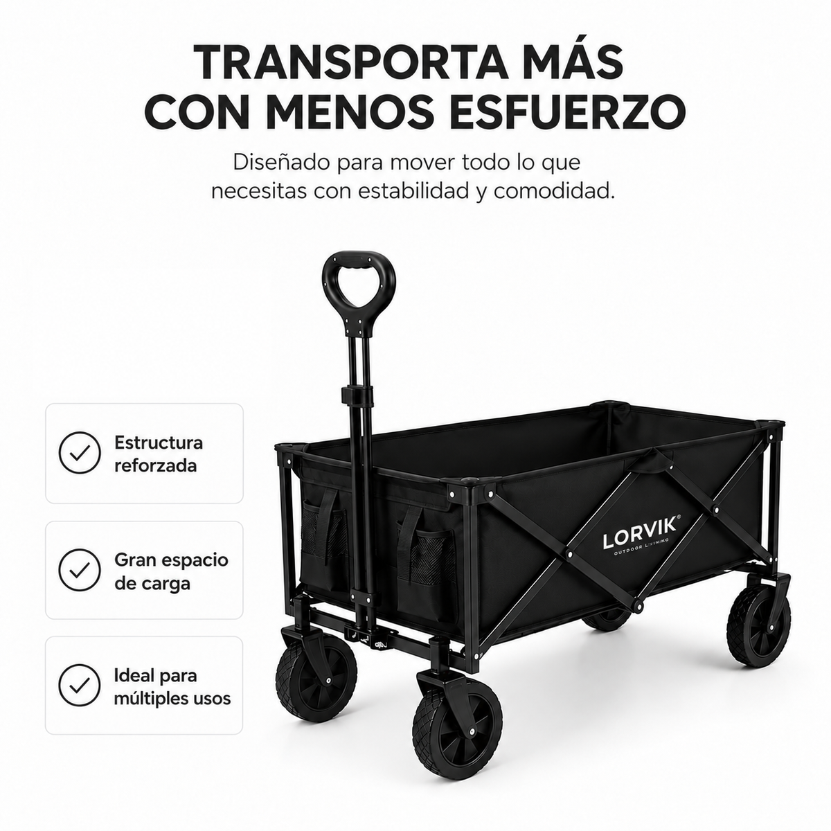 Carrello pieghevole XXL fuoristrada 150 kg 91×51×64 cm Oxford 600D 100L spiaggia giardino campeggio