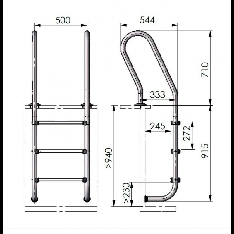 Gre - Escalera inox para piscina de madera 126674 - BricoandPool