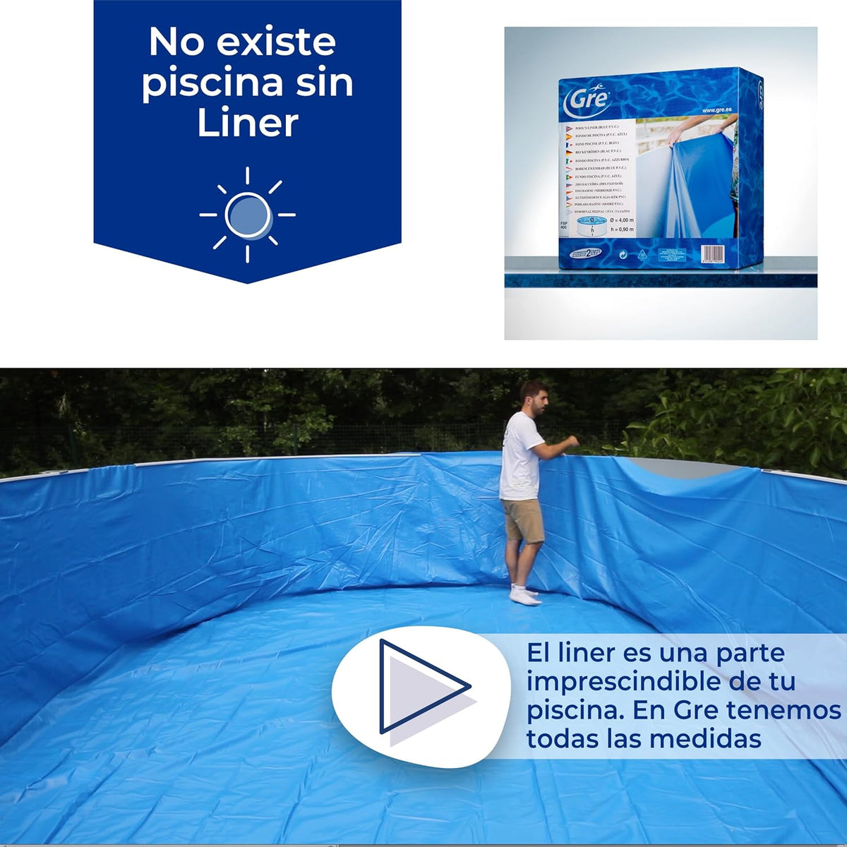Gre - Liner para piscina de acero ovalada de 120 CM de altura - BricoandPool