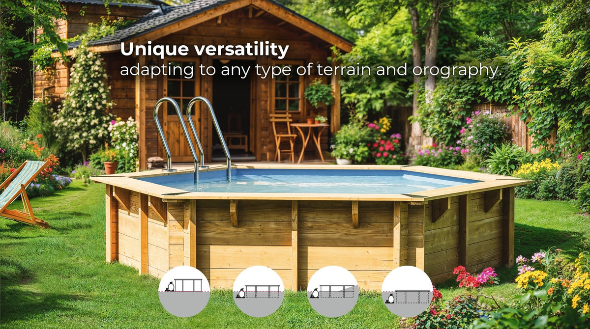 Gre - Piscina de madera Sunbay Bambu 535x335x130 - BricoandPool
