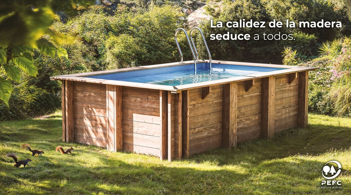 Gre - Piscina de madera Sunbay Carra rectangular 420x270x117 - BricoandPool