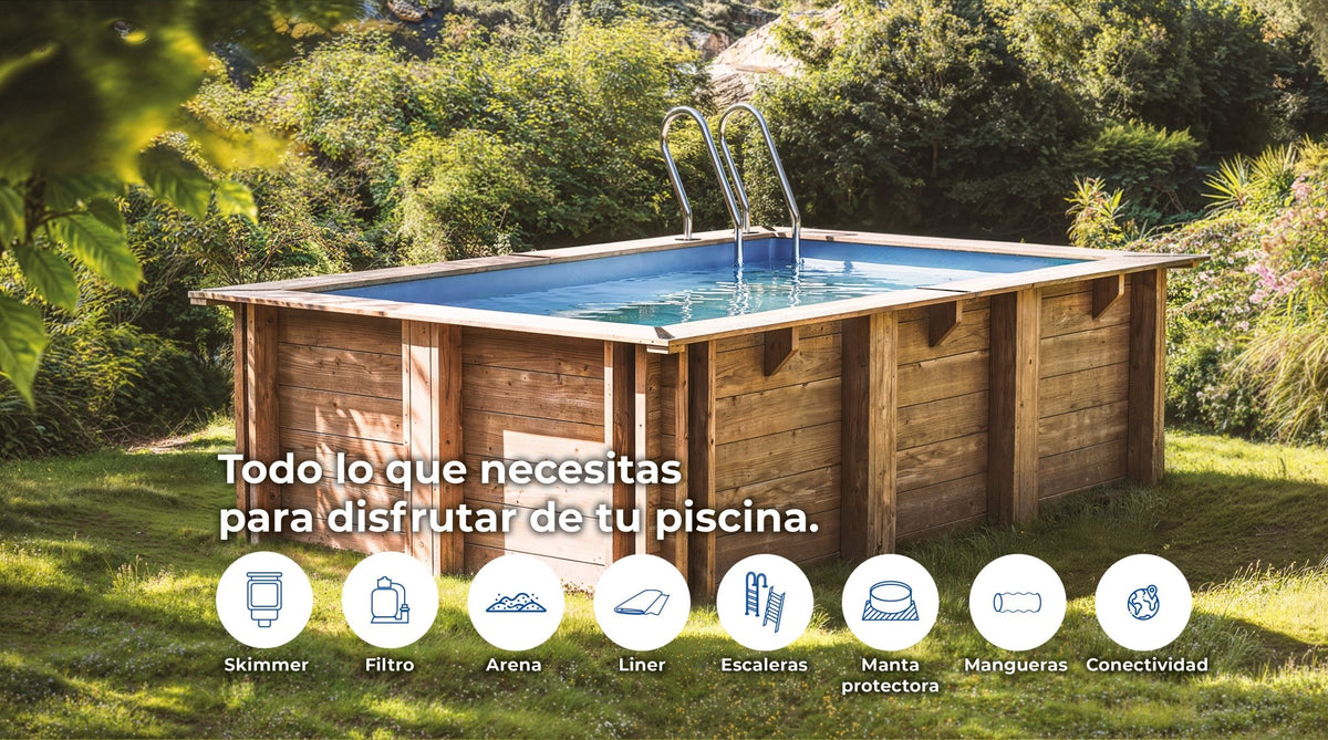 Gre - Piscina de madera Sunbay Mint rectangular 1013x418x146 - BricoandPool