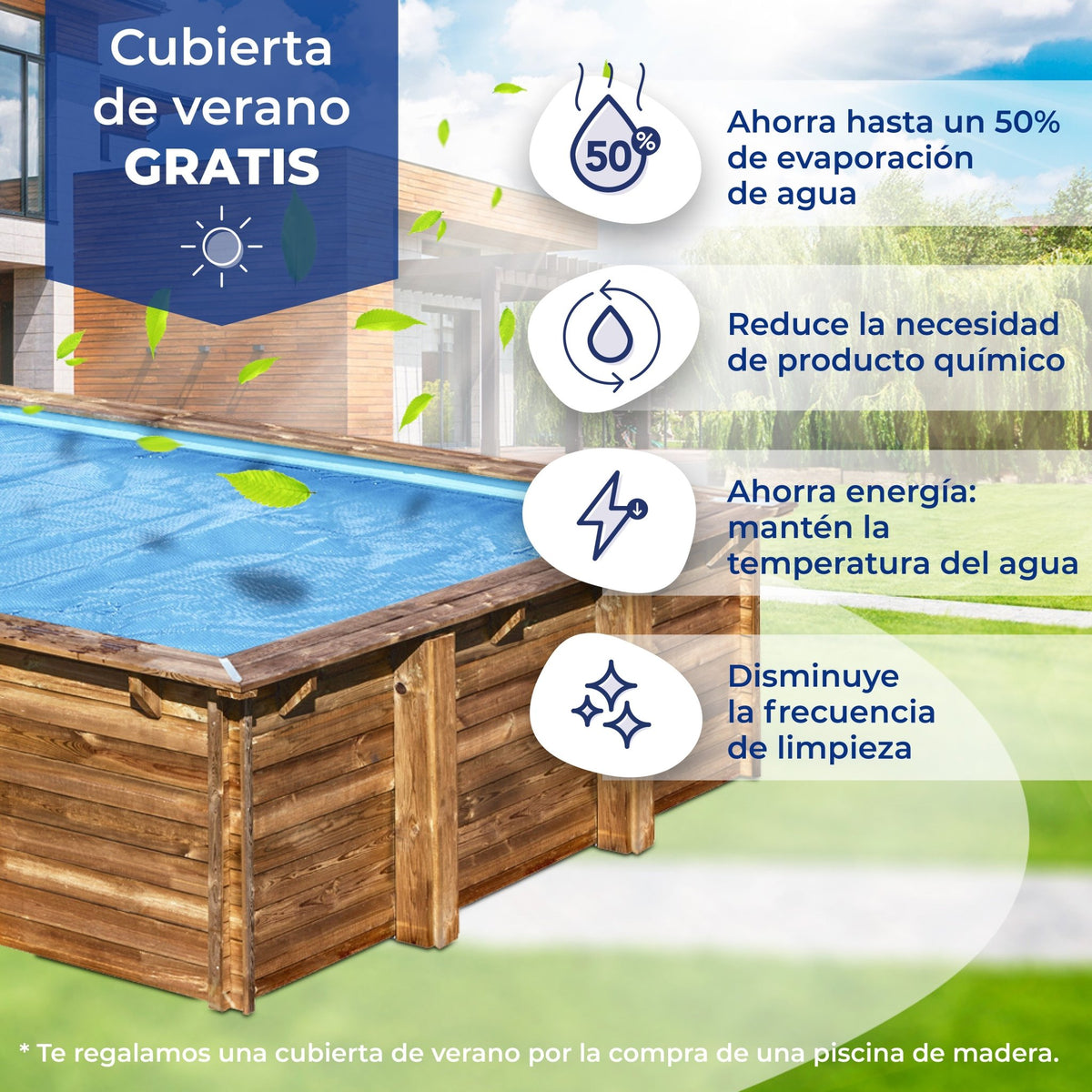 Gre - Piscina de madera Sunbay Mint rectangular 1013x418x146 - BricoandPool
