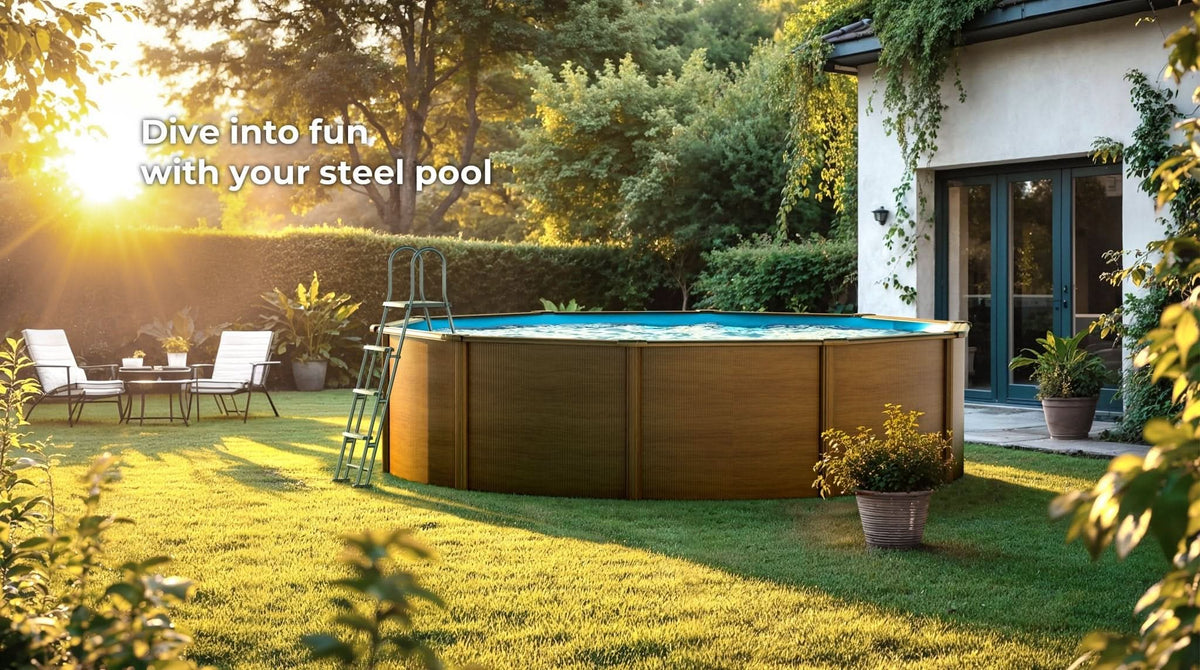 Gre - Piscina Pacific Circular Imitación Madera - BricoandPool