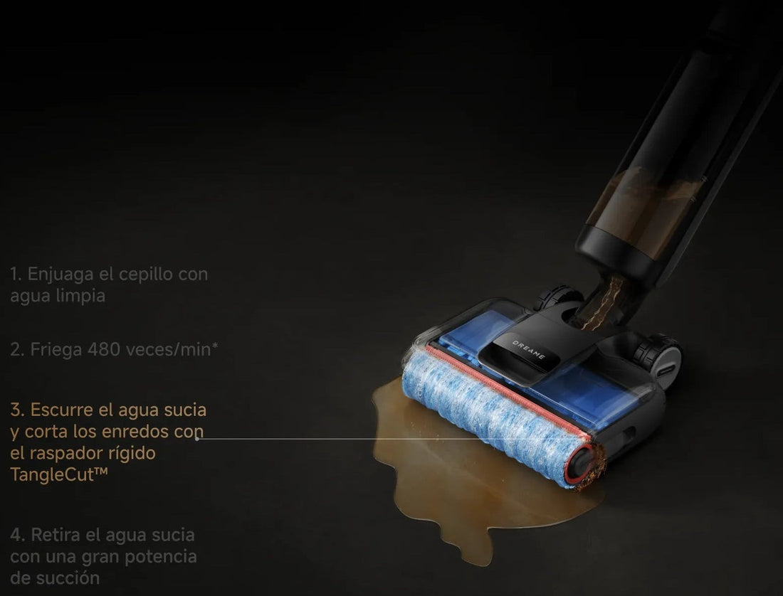 Égouttez l'eau sale et coupez les nœuds avec le grattoir rigide tanglecut