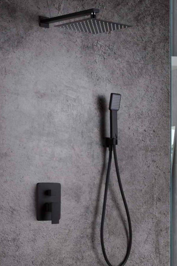 Imex - Conjunto de ducha empotrado monomando Dublín negro mate - BricoandPool