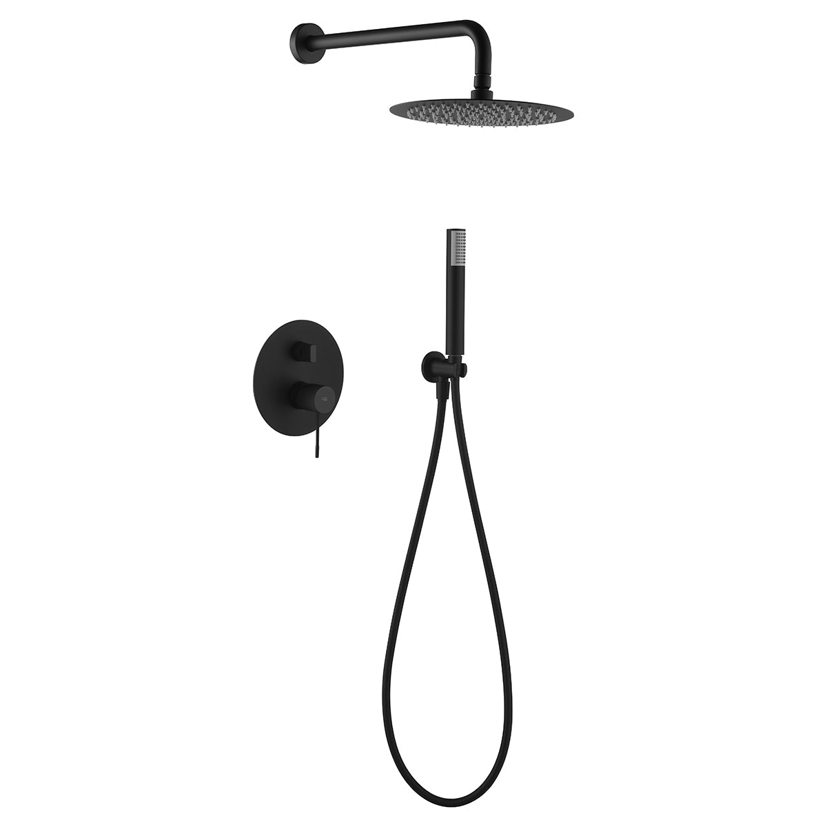 Imex - Conjunto de ducha empotrado monomando Line negro mate - BricoandPool