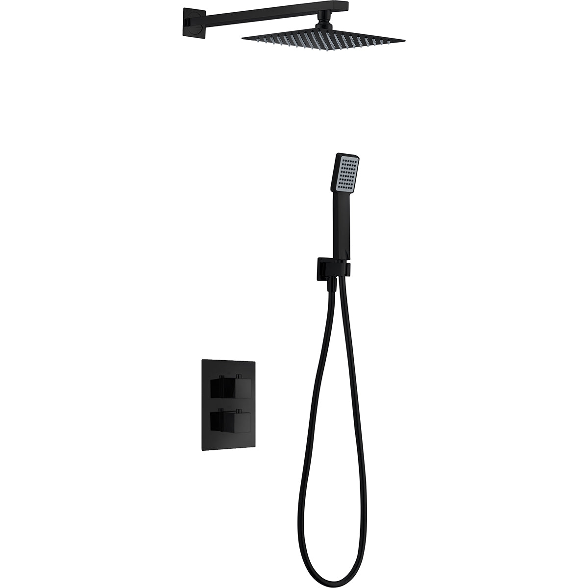 Imex - Conjunto de ducha empotrado termostático Cies negro mate - BricoandPool