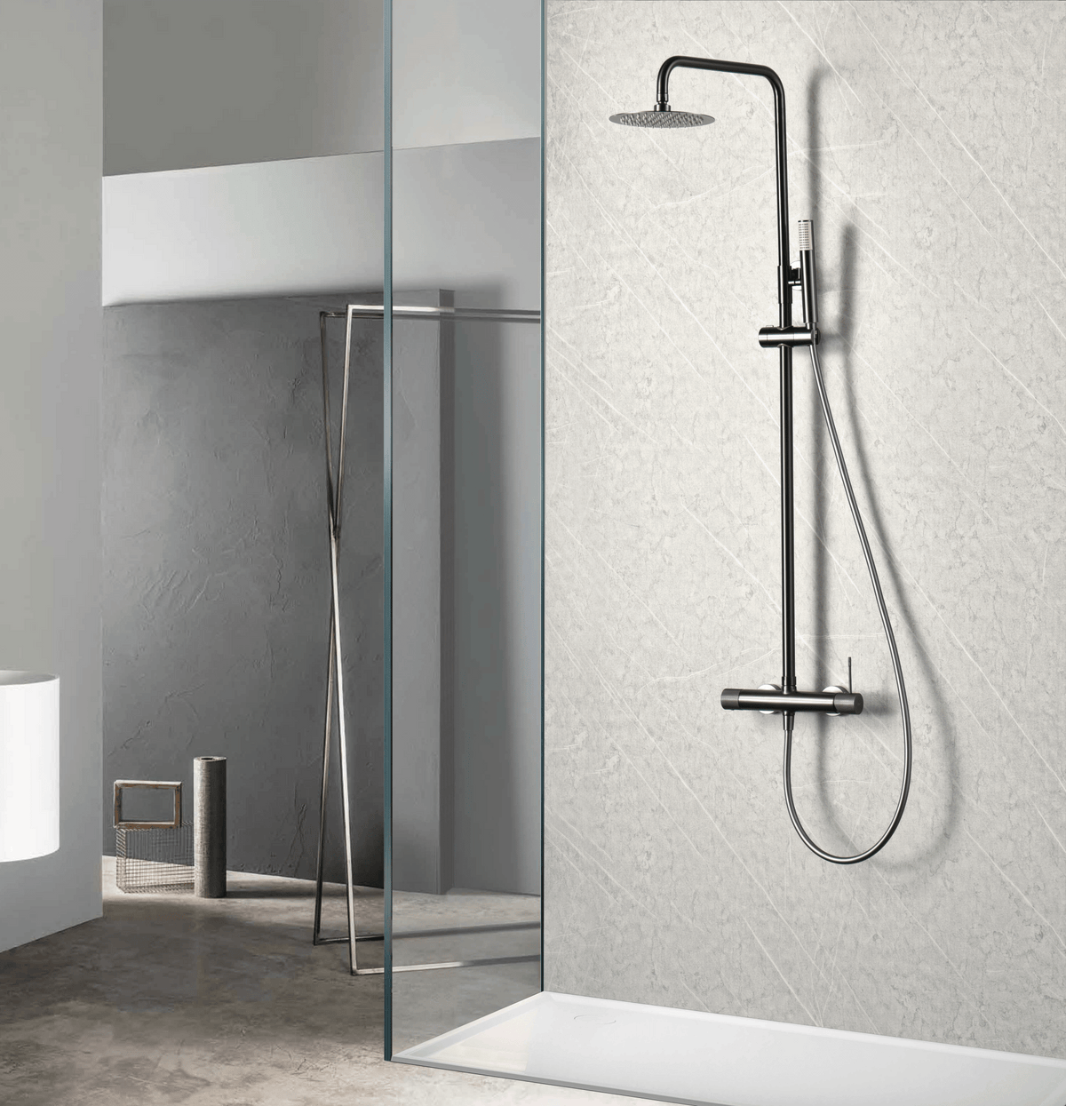 Imex - Colonna doccia monocomando Line black gun metal - BricoandPool