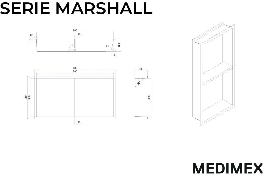 Imex - Hornacina Marshall con estante y LED black gun metal - BricoandPool