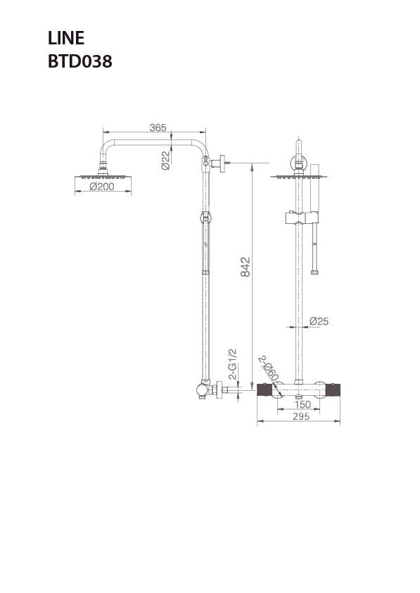 Imex – Line columna de ducha termostático oro cepillado - BricoandPool