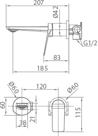 Imex - Monomando empotrado lavabo Nápoles black gun metal - BricoandPool