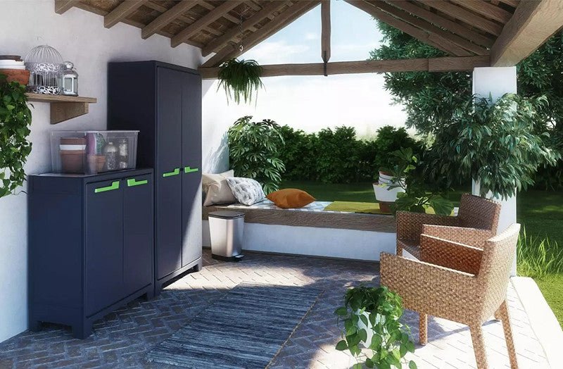 Keter - Armario de jardín alto Moby gris oscuro/verde - BricoandPool