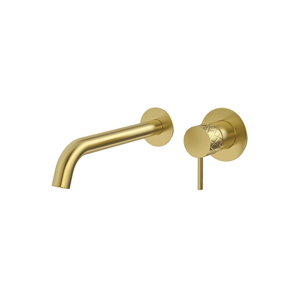 Ramon Soler - Odisea Joya, monomando de lavabo empotrado mural con caño de 24 cm, oro cepillado - BricoandPool