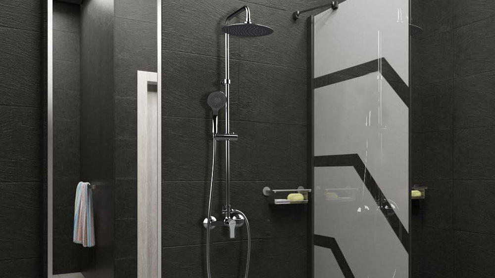 Ramon Soler - Titanium, colonna doccia fissa monocomando e soffione Ø240 mm, cromo 187802RP230 - BricoandPool
