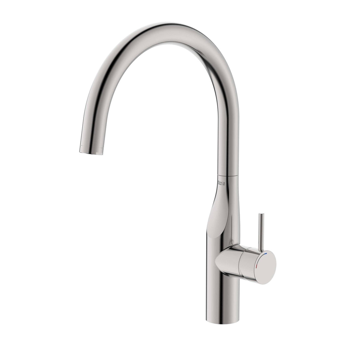 Roca - Glera grifería para cocina con caño curvo giratorio, Cold Start, acabado acero inoxidable A5A844DSM0. - BricoandPool