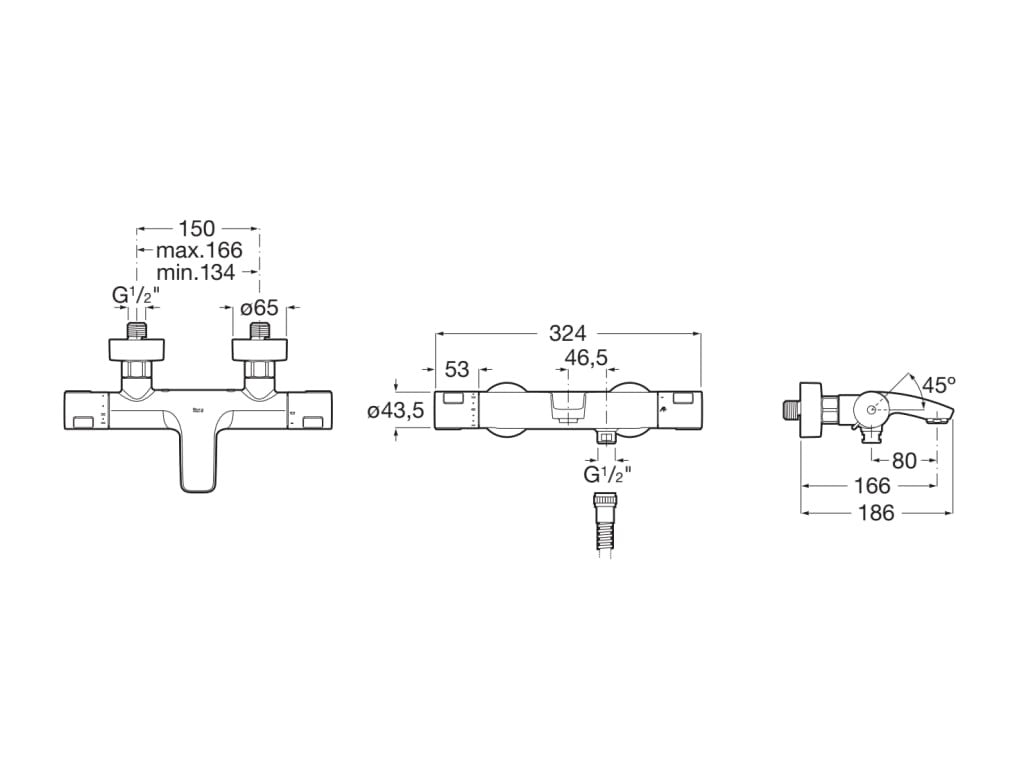 Roca – Thermostat-Wannen- und Duscharmatur mit Umsteller T - 500 A5A1E18C00 – BricoandPool