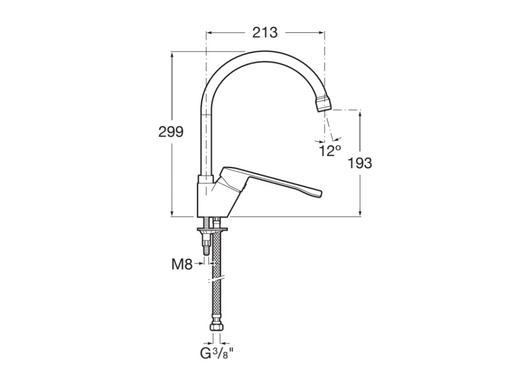 Roca - Grifo monomando cocina curvado PRO Victoria A5A8423C00 - BricoandPool