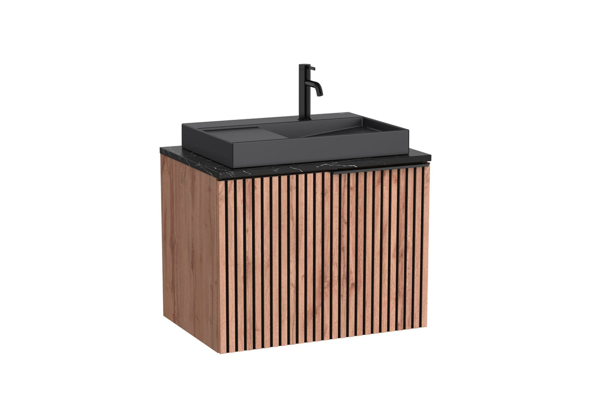 Roca - Mueble base Horizon Unik de un cajón, encimera marmoleada y lavabo de sobre encimera con orificio para grifería - BricoandPool
