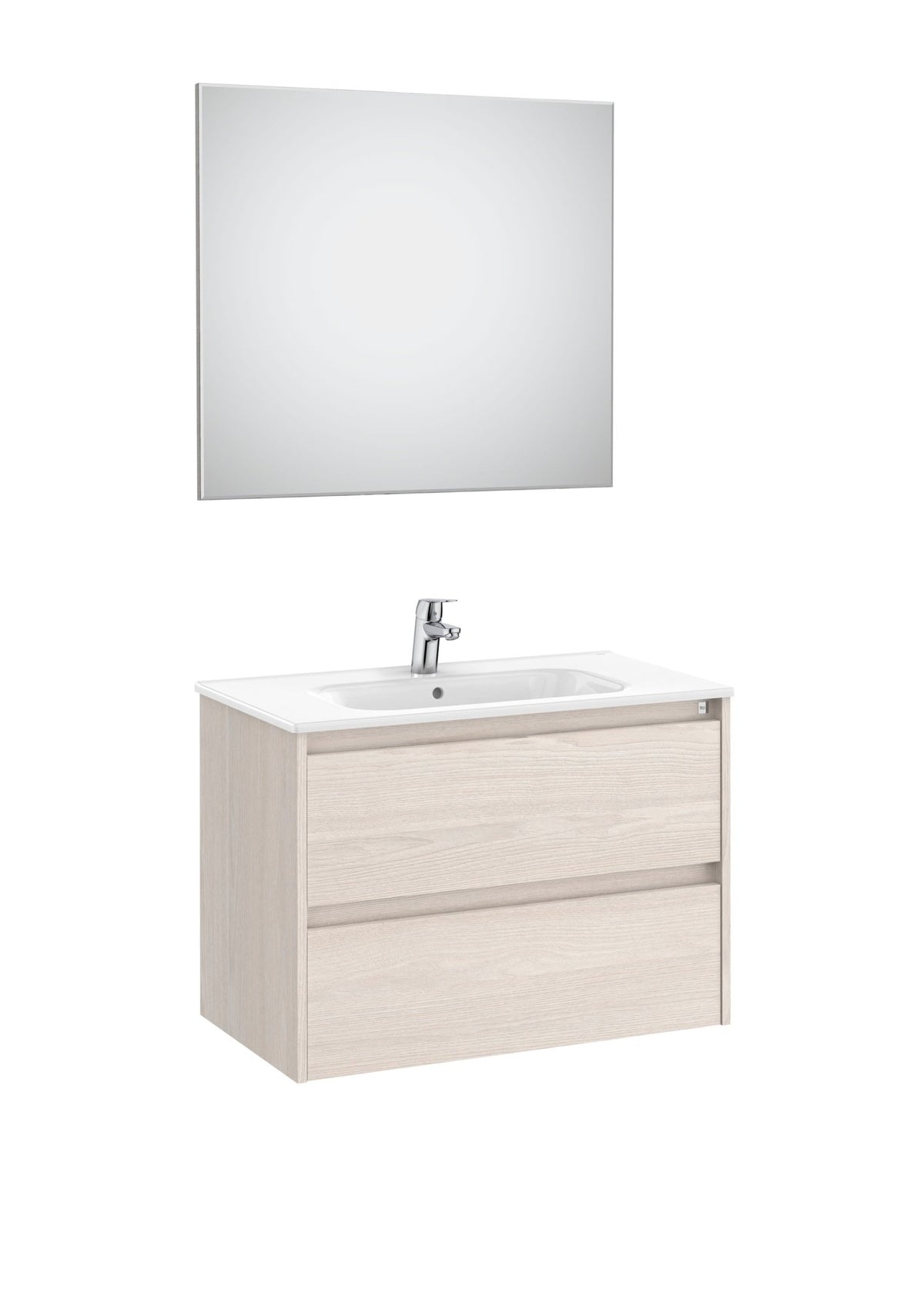 Roca - Mueble base Tenet Pack de dos cajones, lavabo, espejo y aplique LED - BricoandPool