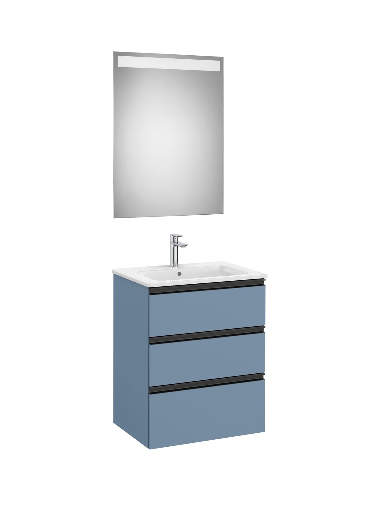 Roca - Mueble base The Gap Pack de tres cajones, lavabo centrado y espejo LED Eidos - BricoandPool