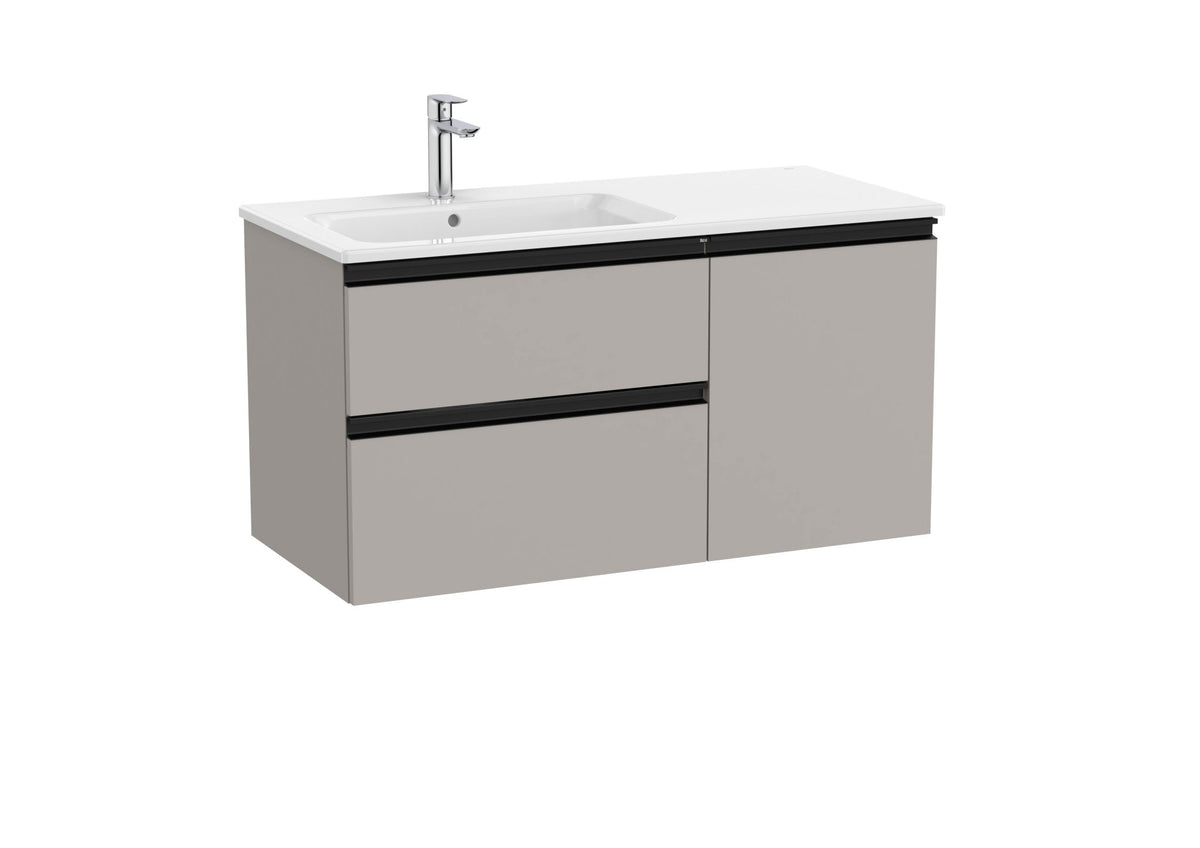 Roca - Mueble base The Gap Unik asimétrico de dos cajones y una puerta y lavabo - BricoandPool