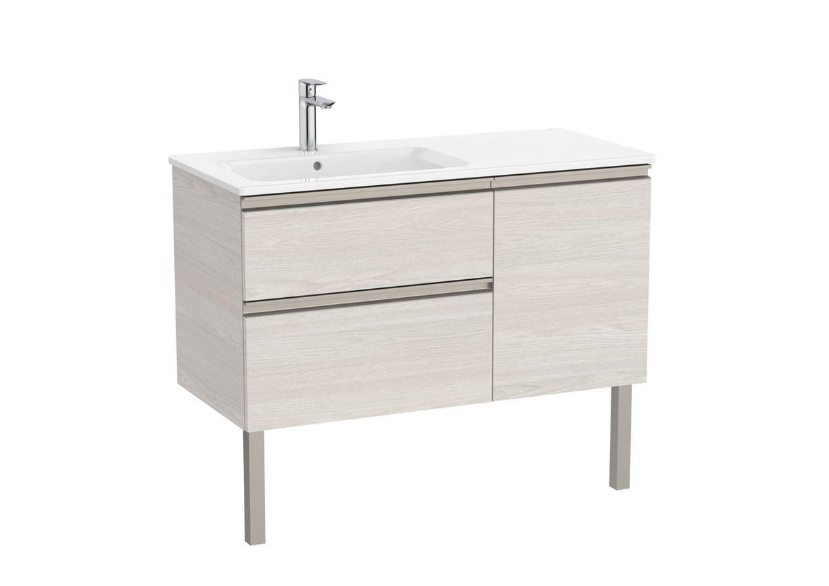 Roca - Mueble base The Gap Unik asimétrico de dos cajones y una puerta y lavabo - BricoandPool