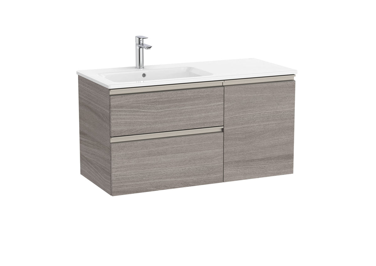 Roca - Mueble base The Gap Unik asimétrico de dos cajones y una puerta y lavabo - BricoandPool