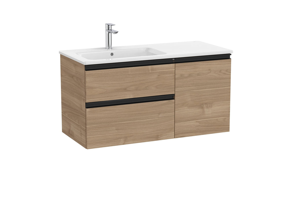 Roca - Mueble base The Gap Unik asimétrico de dos cajones y una puerta y lavabo - BricoandPool