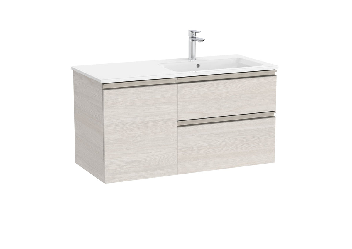 Roca - Mueble base The Gap Unik asimétrico de dos cajones y una puerta y lavabo - BricoandPool