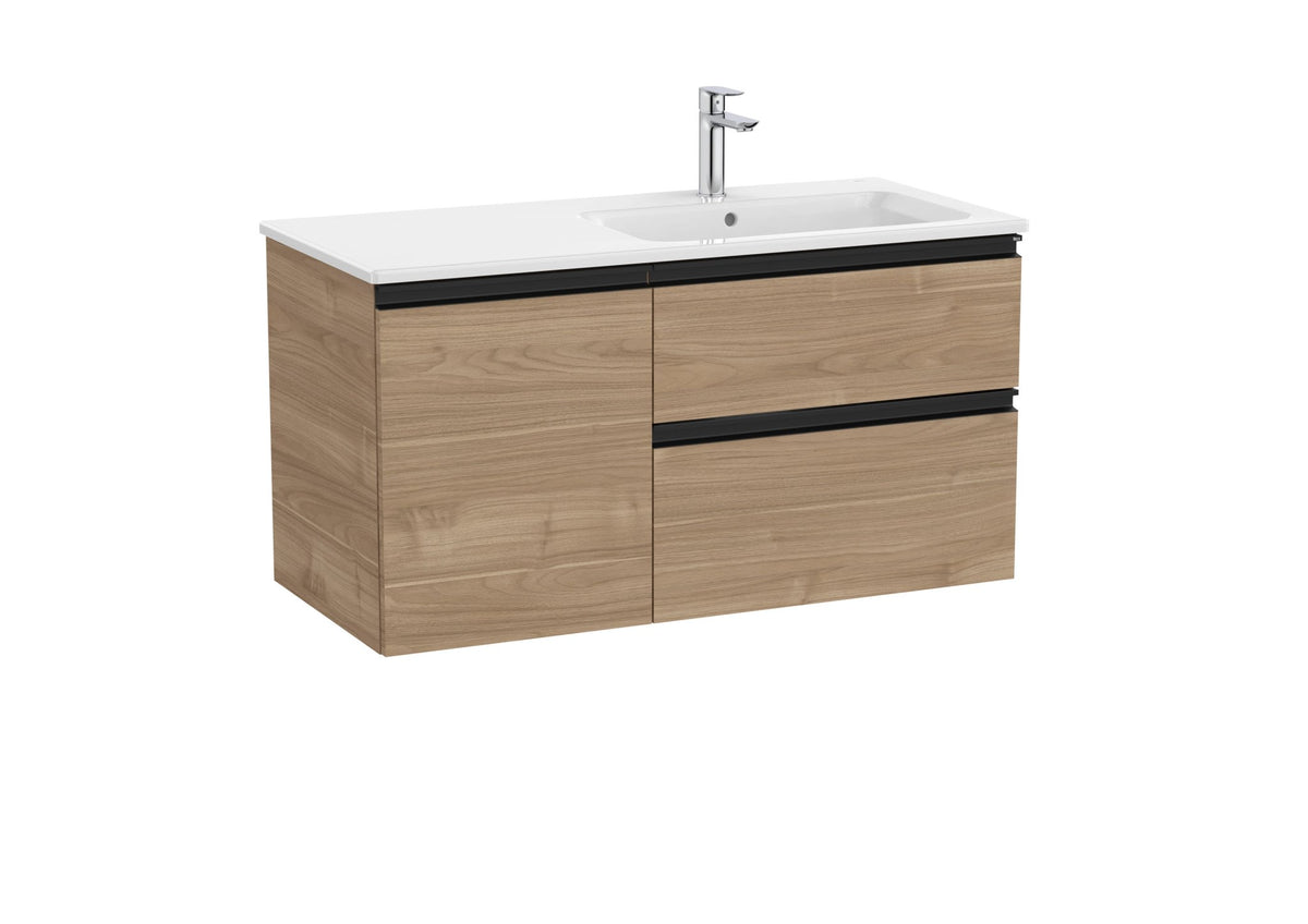 Roca - Mueble base The Gap Unik asimétrico de dos cajones y una puerta y lavabo - BricoandPool