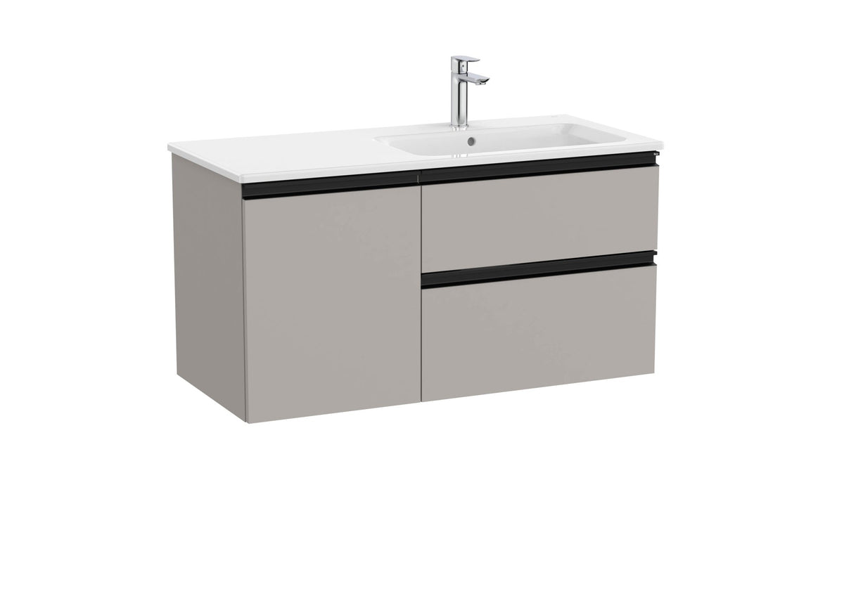 Roca - Mueble base The Gap Unik asimétrico de dos cajones y una puerta y lavabo - BricoandPool